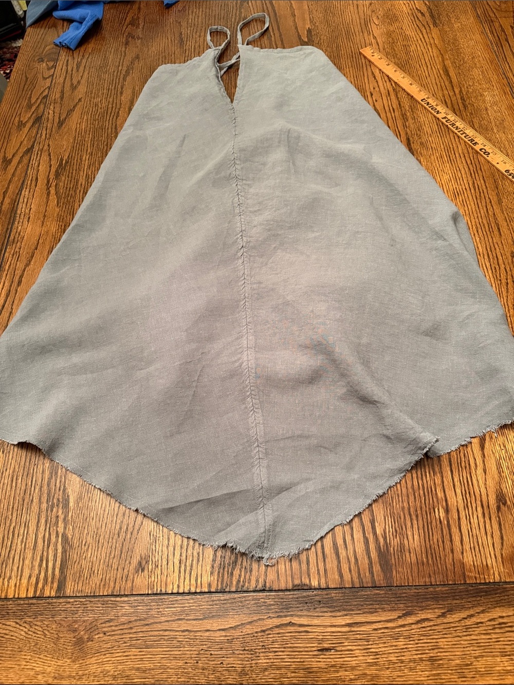 BIANKALÚ Blue Gray Linen Blend Open Back Tie Slip Midi Dress - Picture 9 of 11